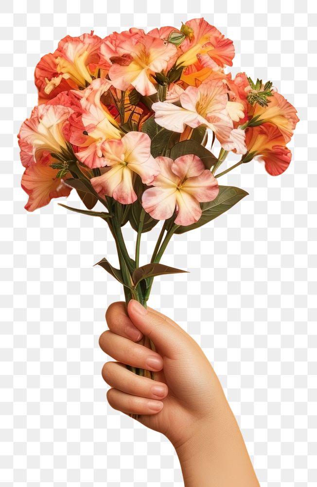 PNG Person holding flower bouquet blossom indoors finger.