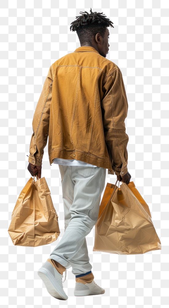 PNG Full length shot of a young african american man carrying grocery bags handbag walking adult