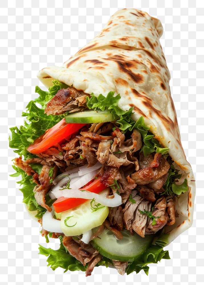 PNG Doner kebab bread food meat.