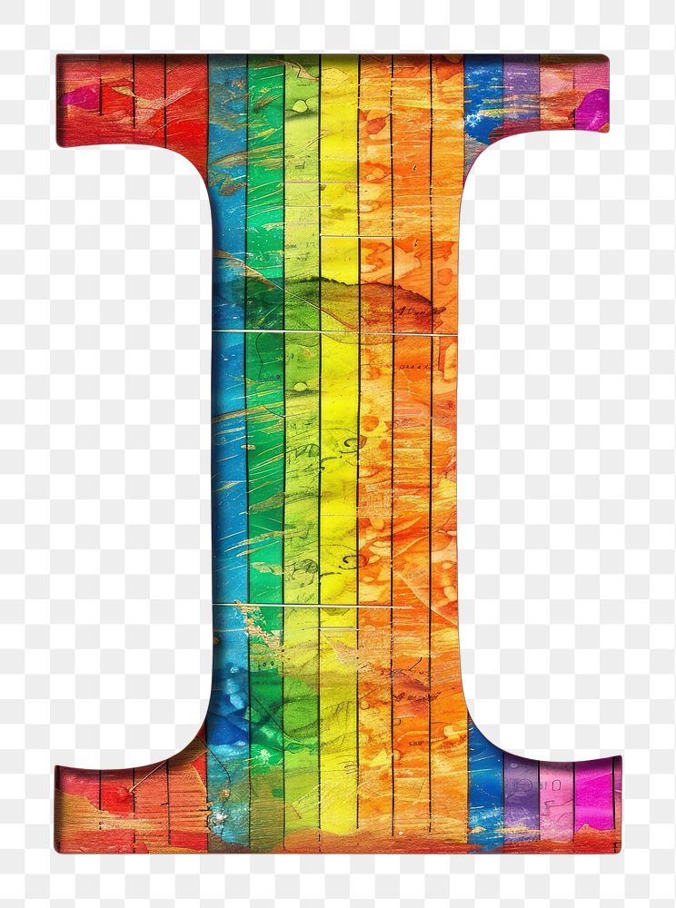 Rainbow with alphabet I number symbol text.