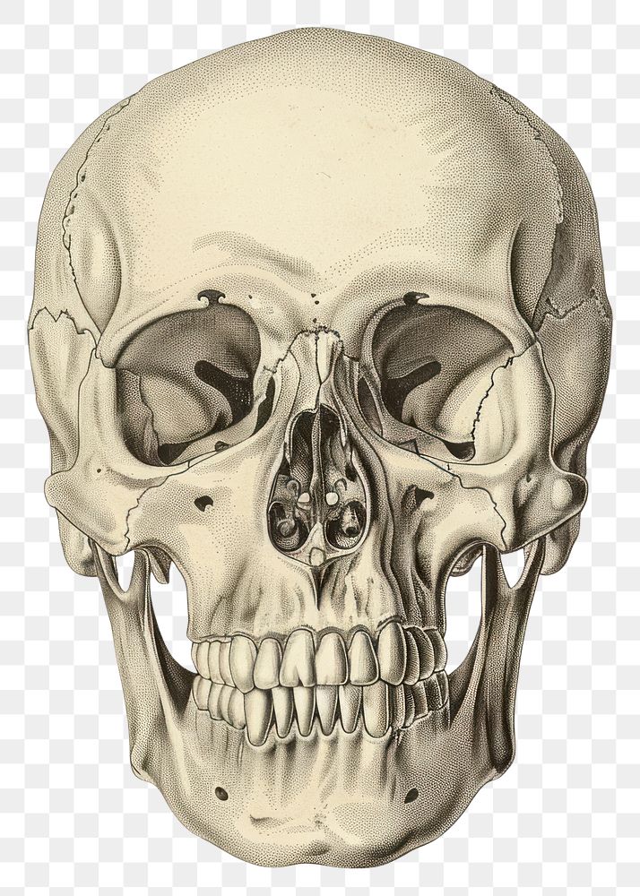 PNG  Drawing of human skull sketch illustrated photography.