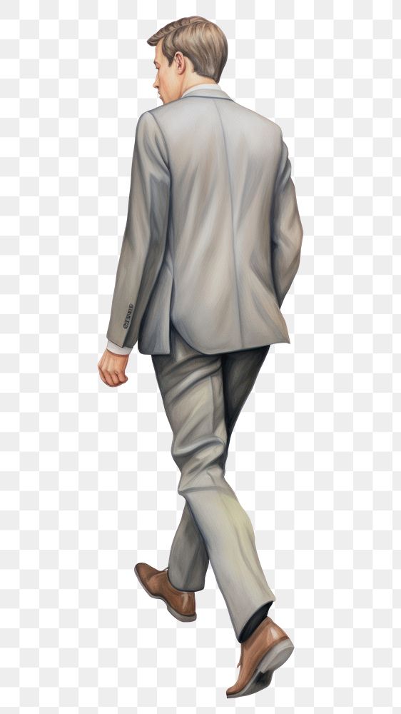 PNG Business man walking adult white background outerwear.
