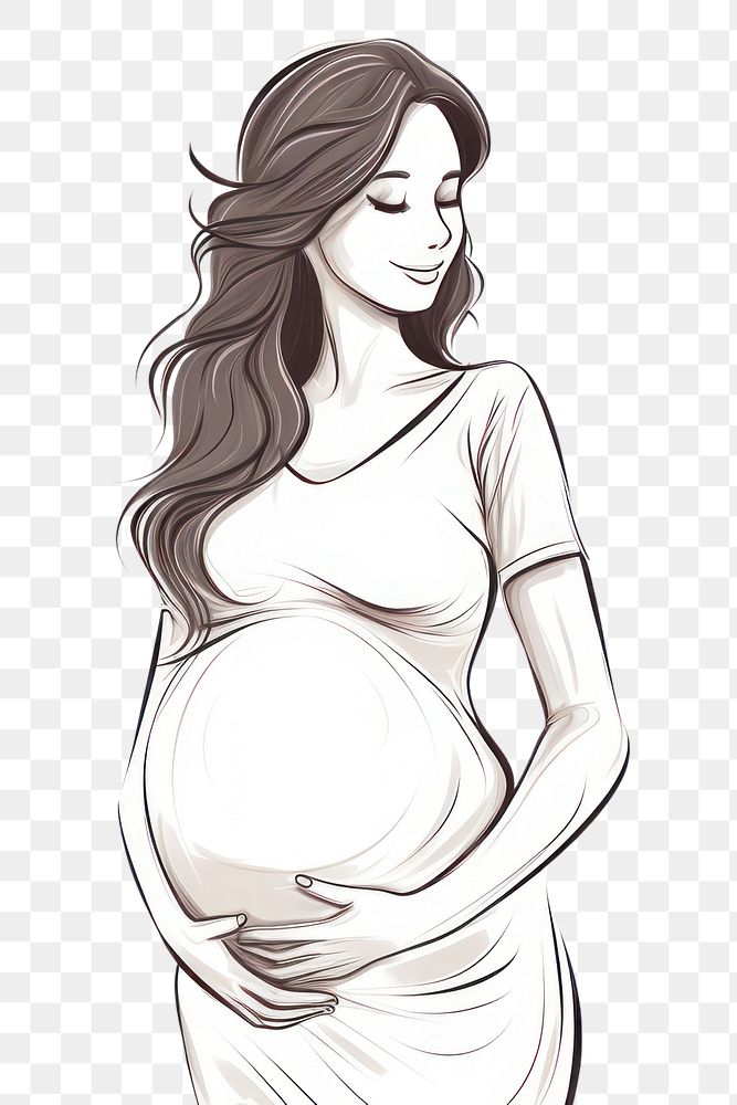 PNG Woman pregnant doodle drawing sketch adult.