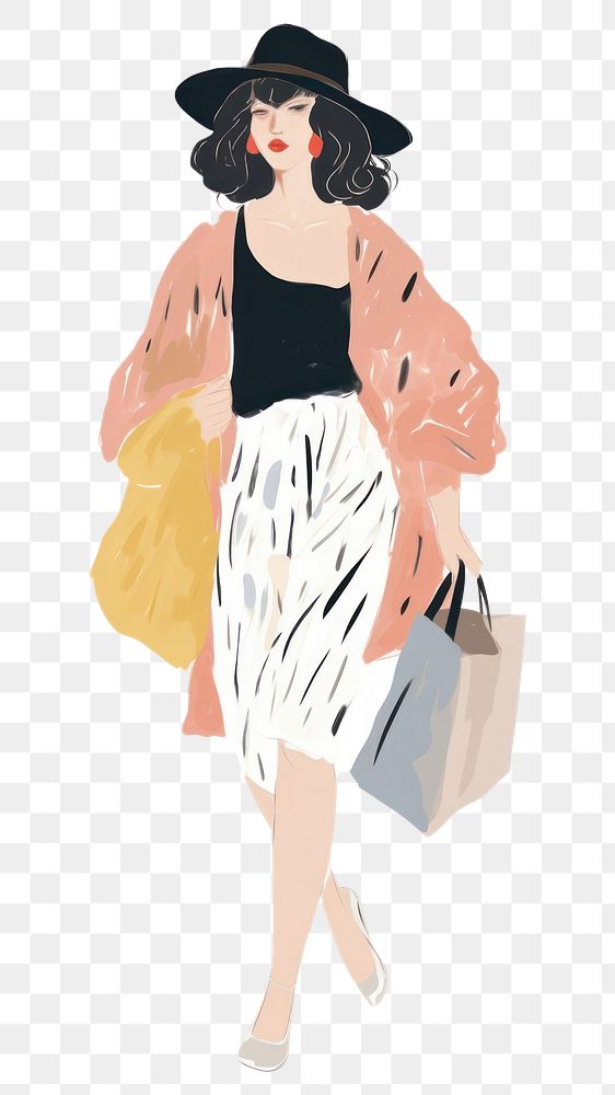 PNG Abstract art woman walking shopping handbag adult.