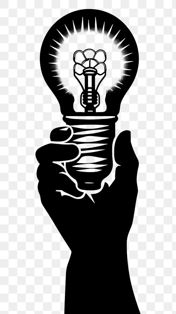 PNG  Person holding light bulb lightbulb stencil electricity.
