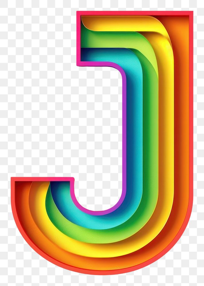 PNG Rainbow with alphabet J number font text.