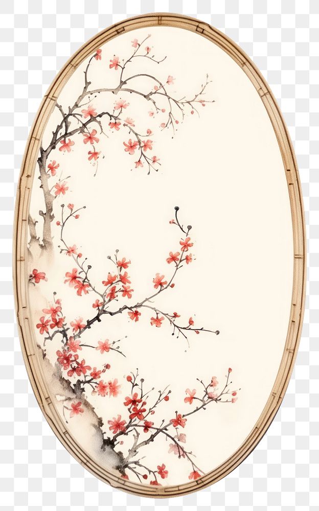 PNG Vintage frame chinese blossom flower plant.