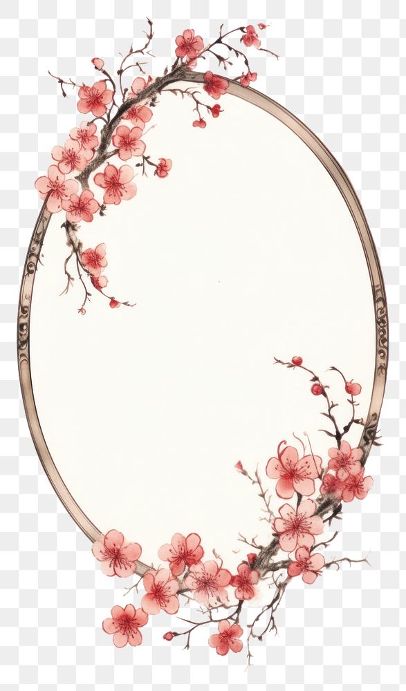 PNG Vintage frame sakura blossom flower plant.