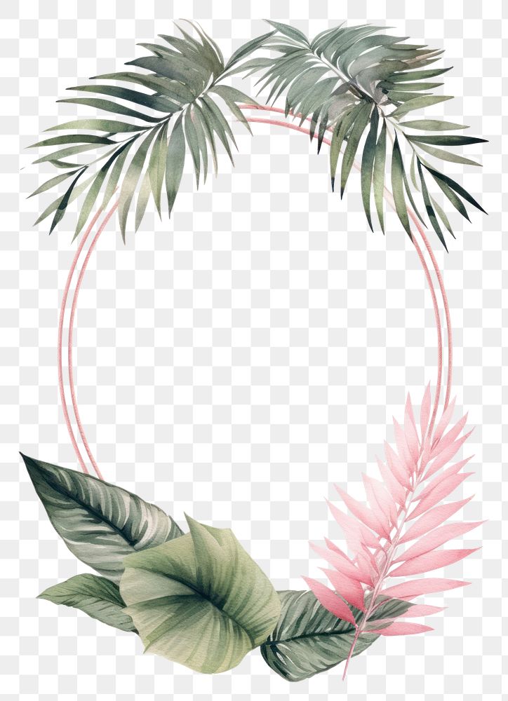 PNG Vintage frame tropical leafs plant outdoors pattern.