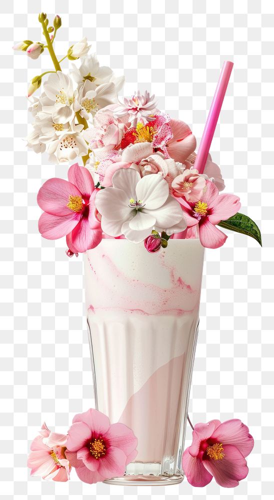 PNG Flower Collage milkshake flower smoothie dessert