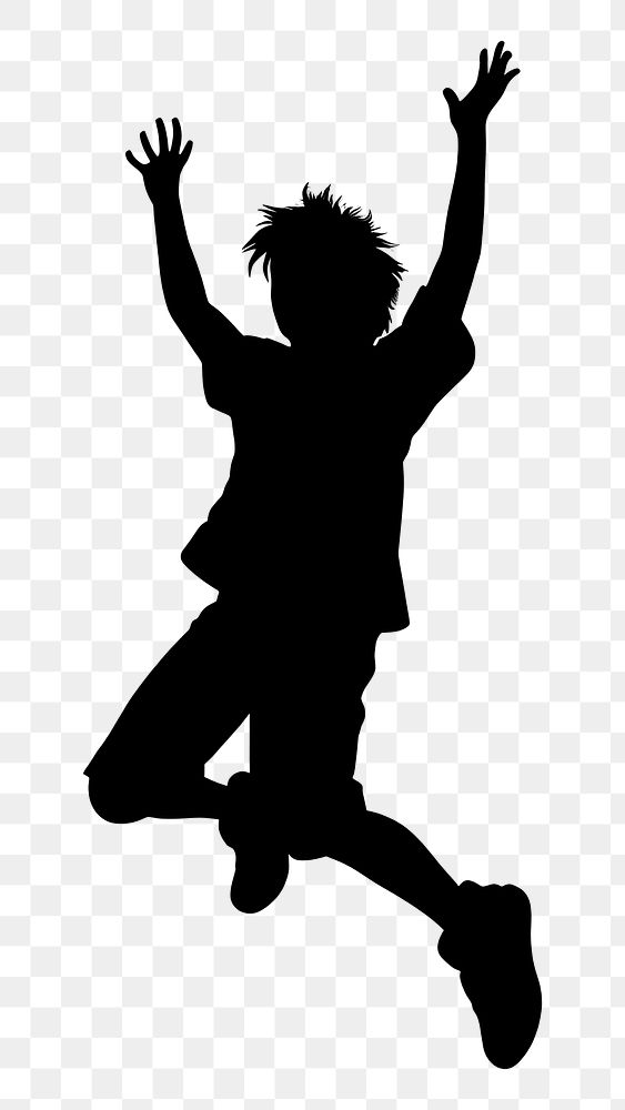 PNG Jumping boy silhouette clip art dancing white background exhilaration.