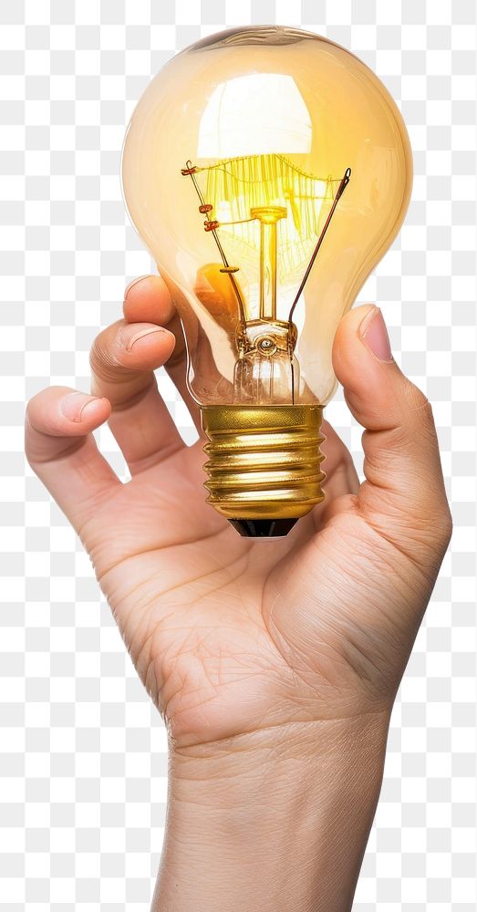 PNG Person holding light bulb lightbulb white background electricity.