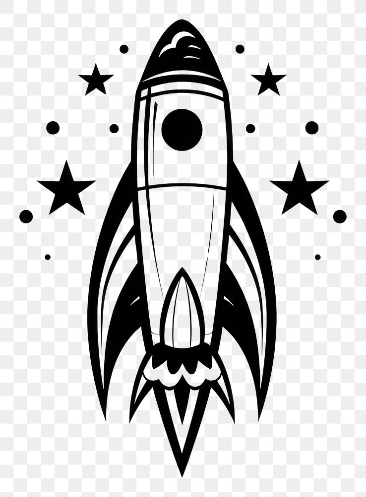 PNG Rocket logo illuminated monochrome.