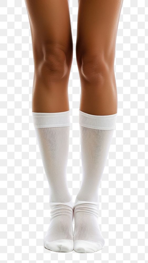 PNG Knee plain white sock exercising portrait footwear.
