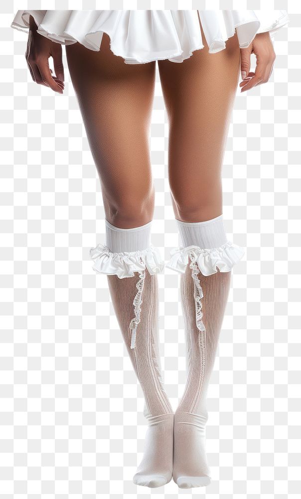 PNG Over knee plain white sock undergarment underwear pantyhose.