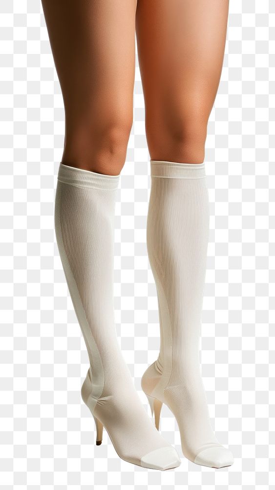 PNG Over knee plain white sock footwear shoe pantyhose.
