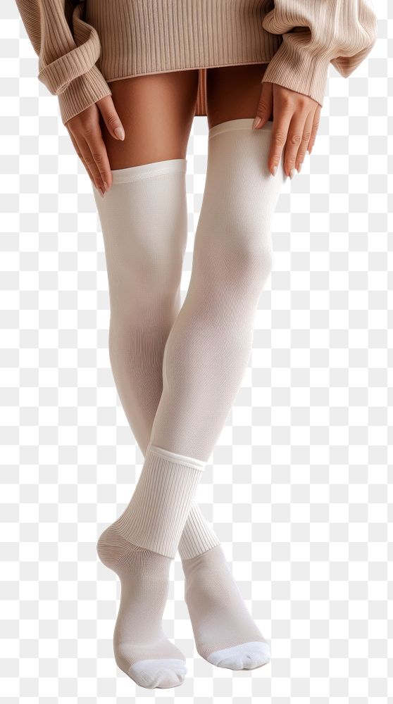 PNG Over knee plain white sock adult pantyhose underwear.