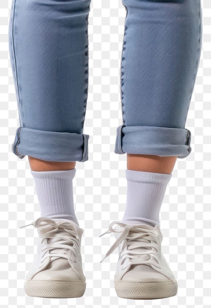 PNG Ankle plain white sock footwear pants shoe.