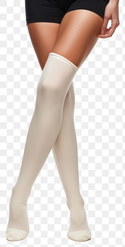 PNG Knee plain white sock adult undergarment pantyhose.