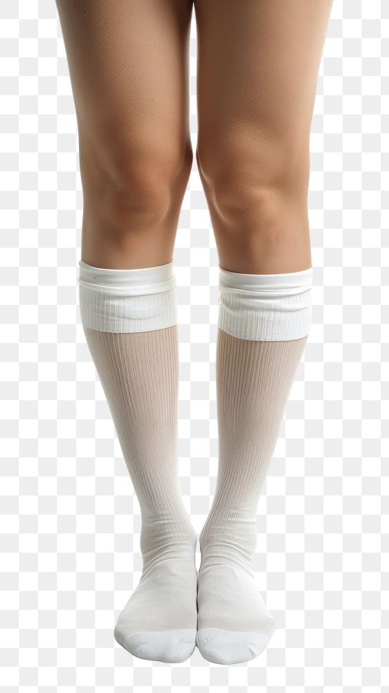 PNG Knee plain white sock pantyhose footwear portrait.