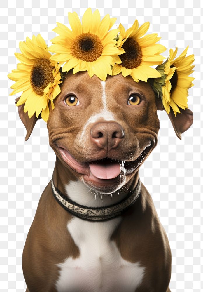 PNG American Pitbull Terrier Dog Daisy flower pitbull animal.