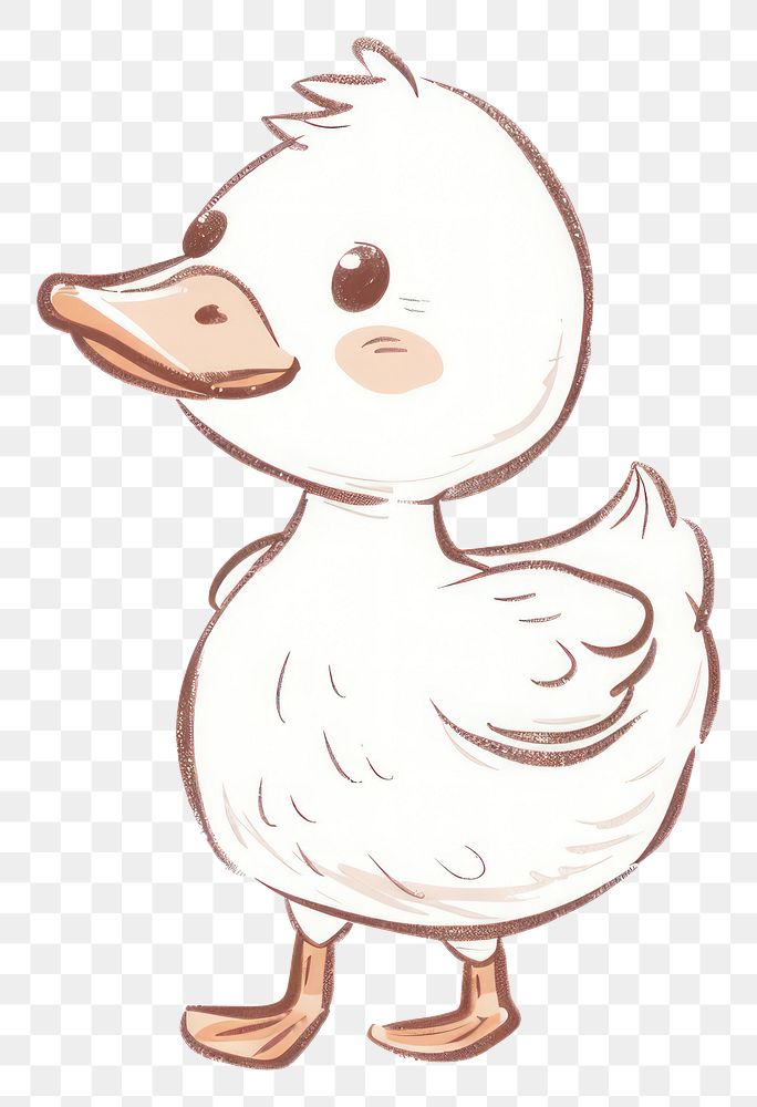 PNG Hand drawn doodle cute happy duck drawing animal sketch.