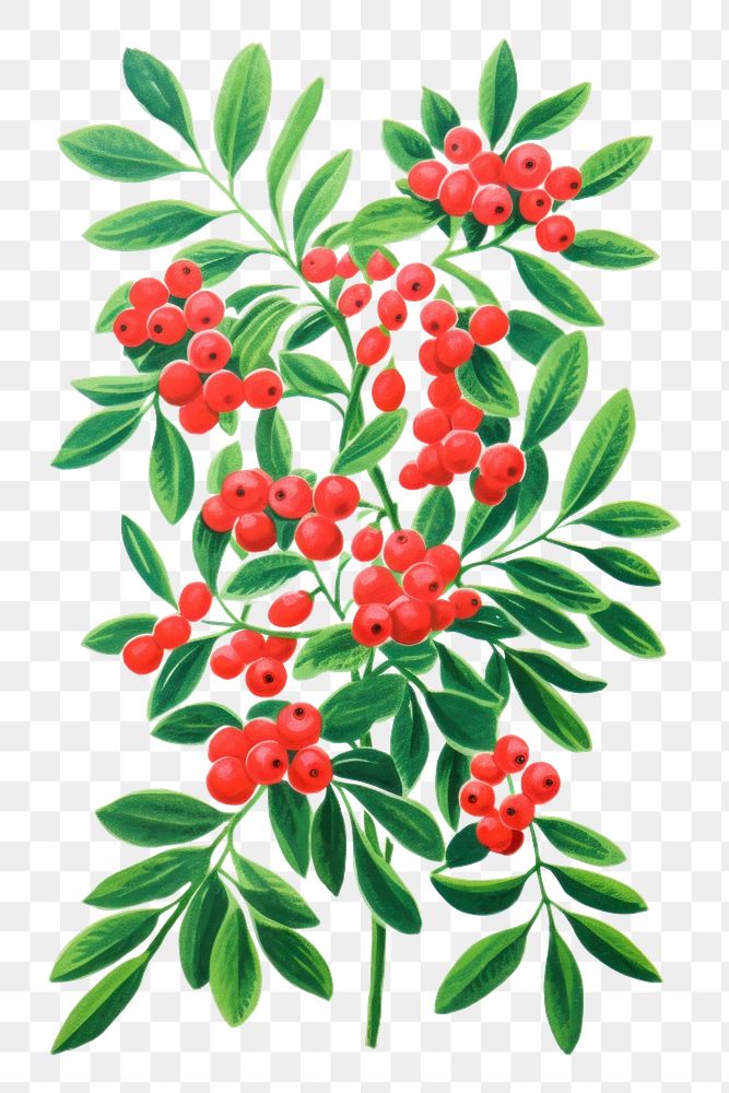 PNG  Mistletoe Risograph style plant art embroidery.