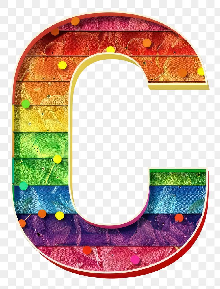 PNG  Rainbow with alphabet C pattern font text.