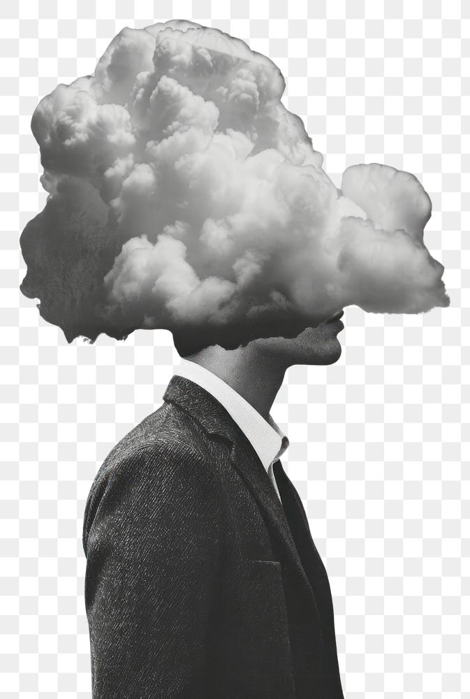 PNG A man with a cloud on his head portrait smoke white