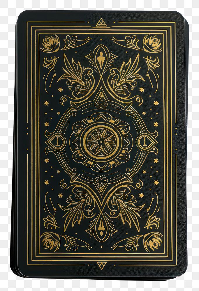 PNG A tarot card pattern black gold.