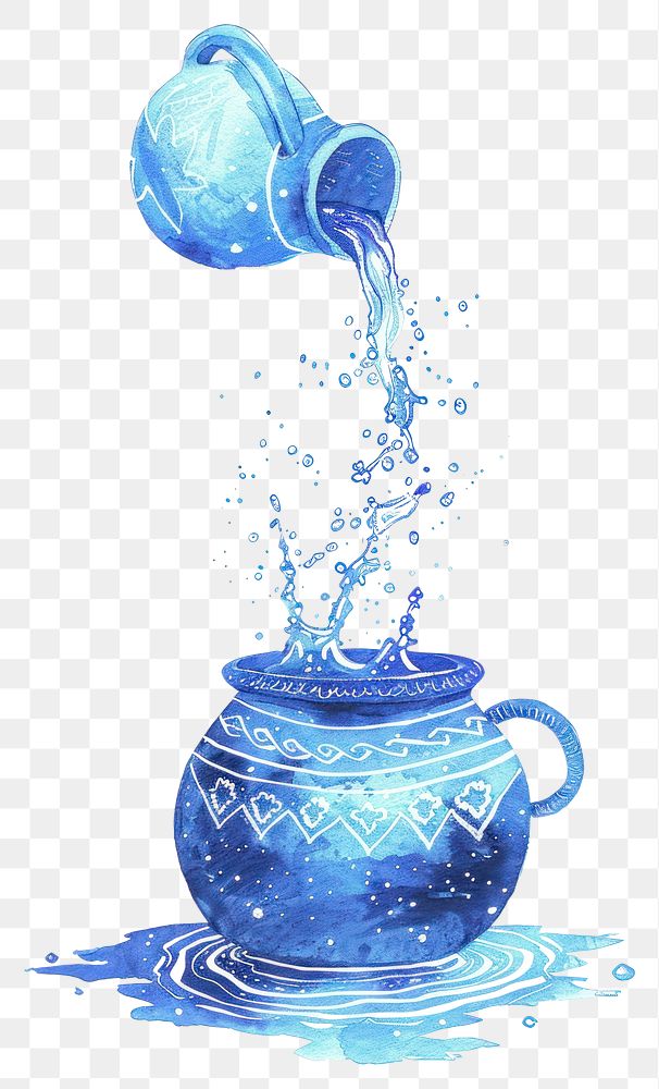 PNG  Aquarius pouring white background refreshment.