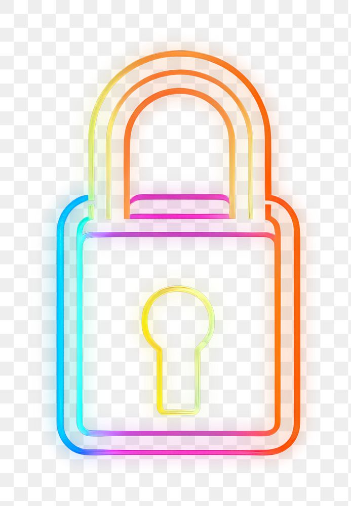 PNG Lock icon security line neon.