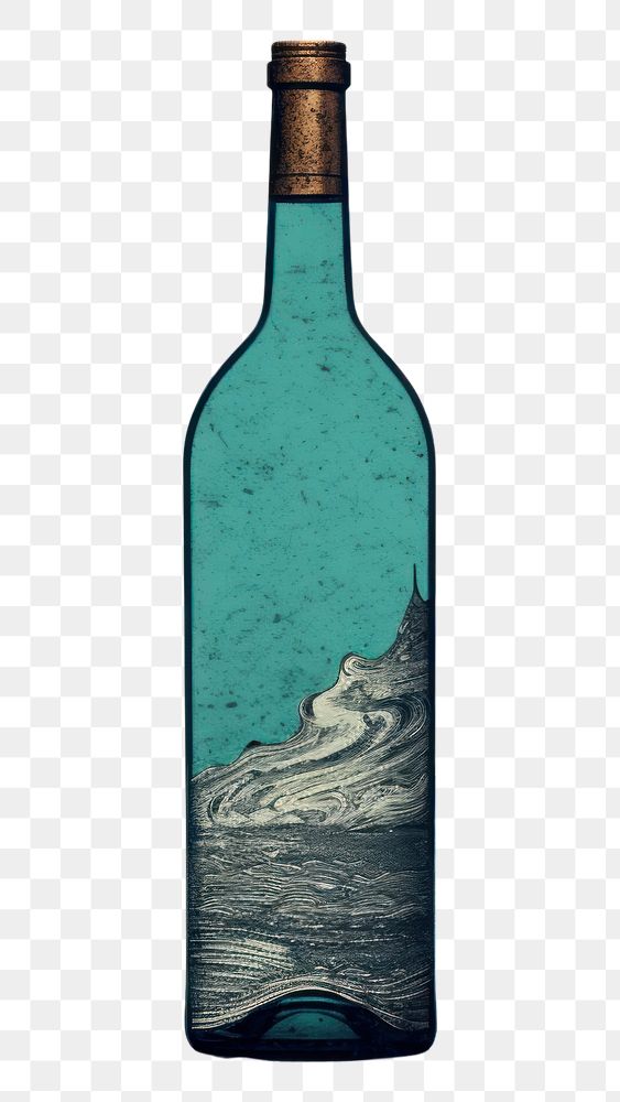PNG Silkscreen of alcohol bottle drink wine refreshment.