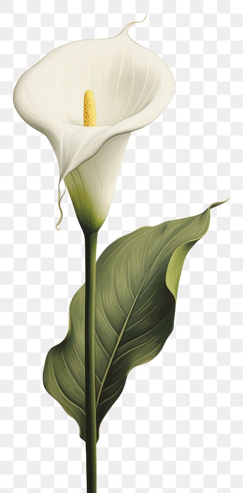 PNG Silkscreen of calla lily nature flower plant.