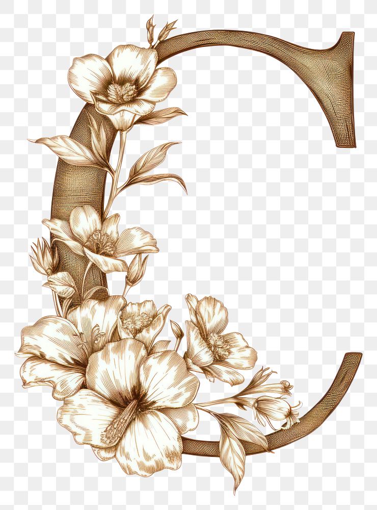PNG Letter c flower sketch plant.