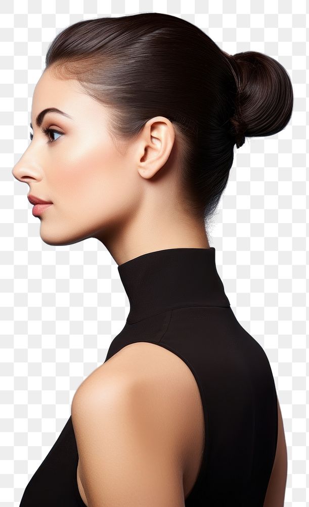 PNG Lady side portrait profile ponytail hairstyle adult