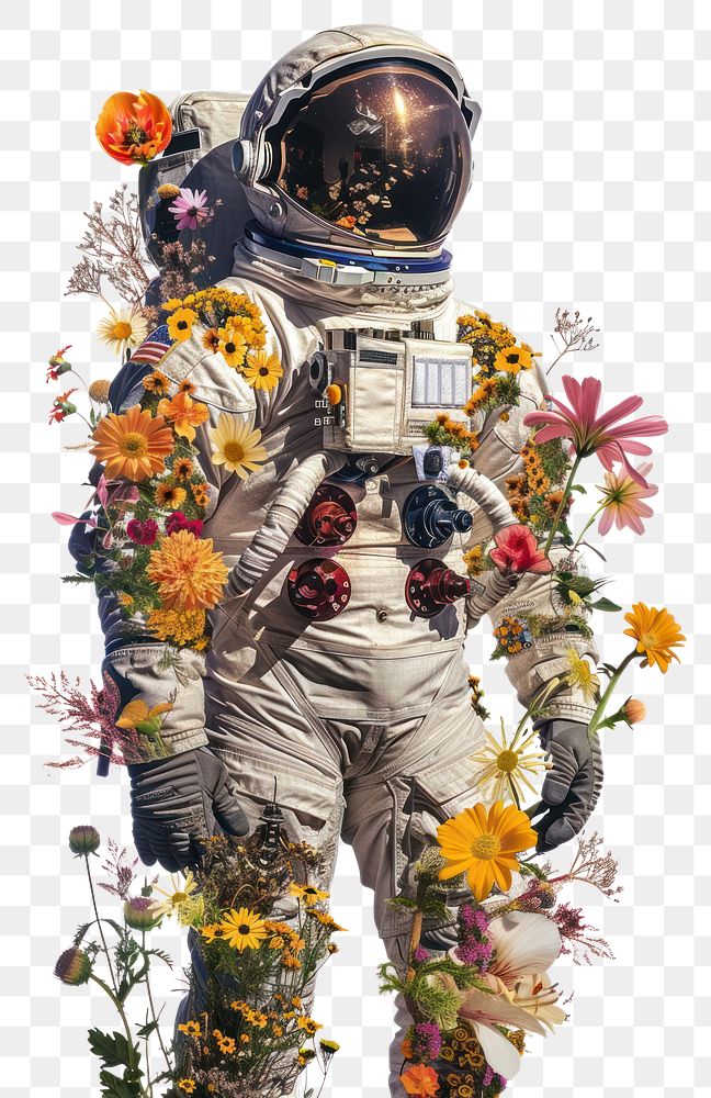 PNG  Flower Collage Astronaut pattern flower asteraceae.