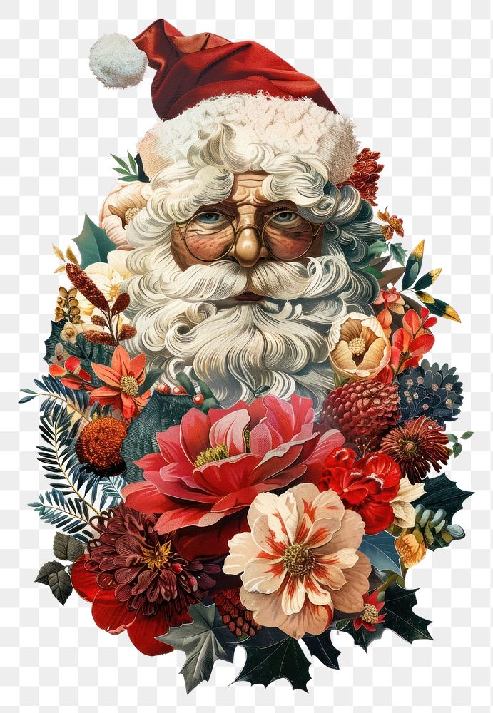 PNG  Flower Collage Santa claus flower accessories accessory.