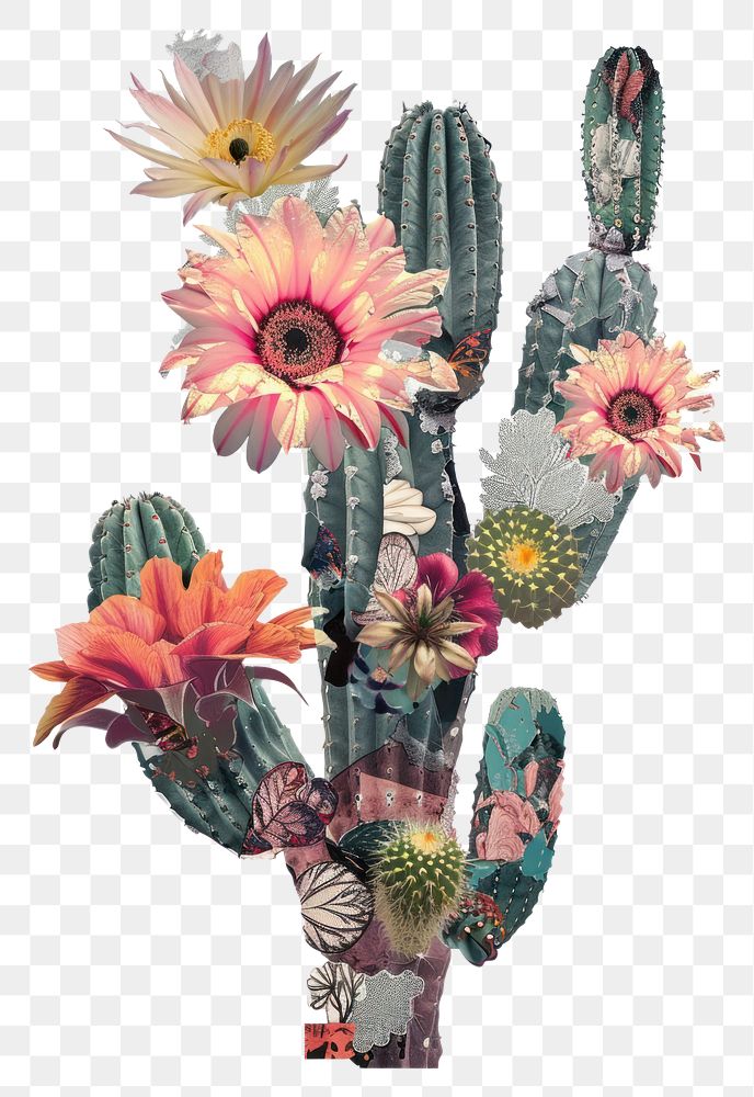 PNG  Flower Collage Cactus cactus flower blossom.