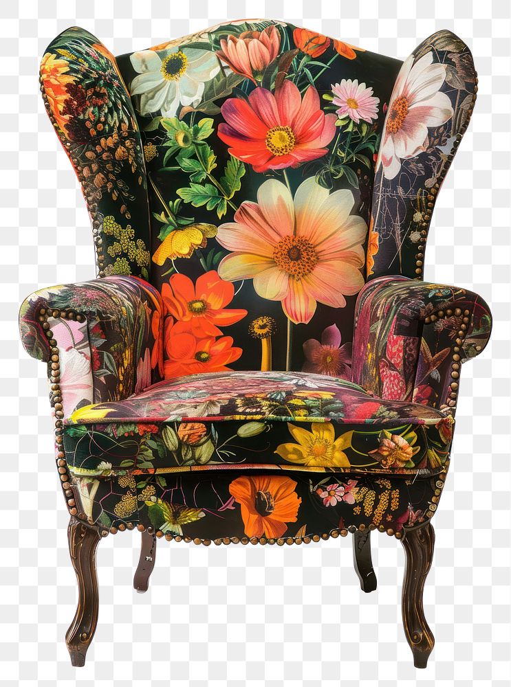 PNG  Flower Collage Chair chair furniture armchair.