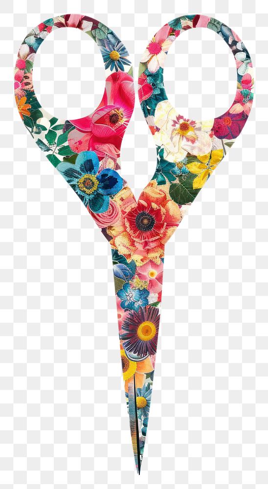 PNG  Flower Collage scissors shaped weaponry shears blade.