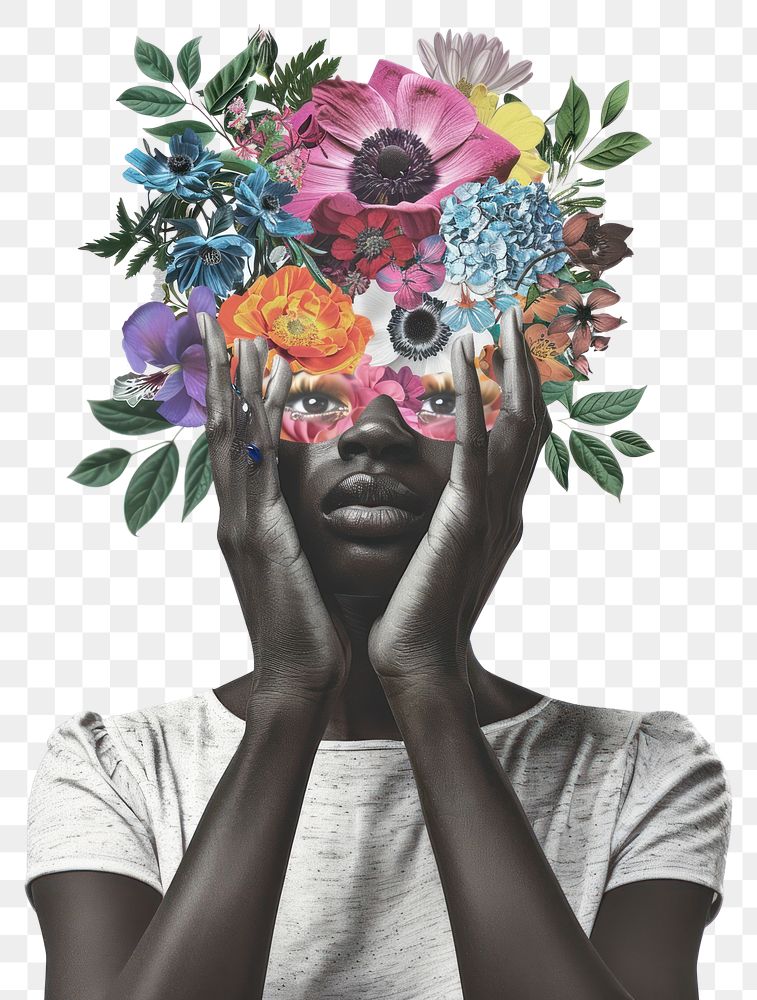 PNG Flower Collage black girl flower photography portrait.