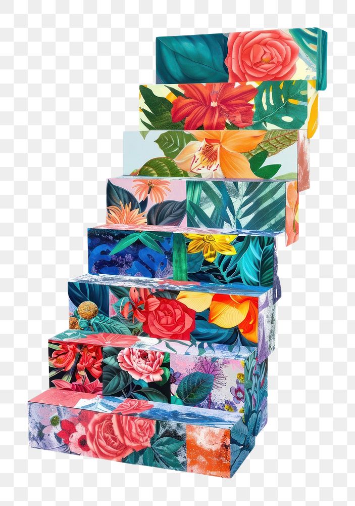 PNG Flower Collage stairs shaped flower blossom dessert.