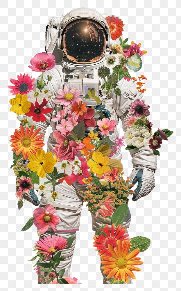 PNG  Flower Collage Astronaut pattern flower asteraceae.