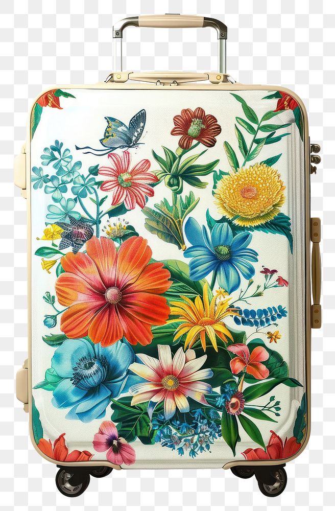 PNG  Flower Collage Luggage shaped luggage suitcase baggage.