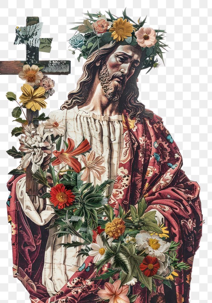 PNG Flower Collage Jesus flower cross architecture.