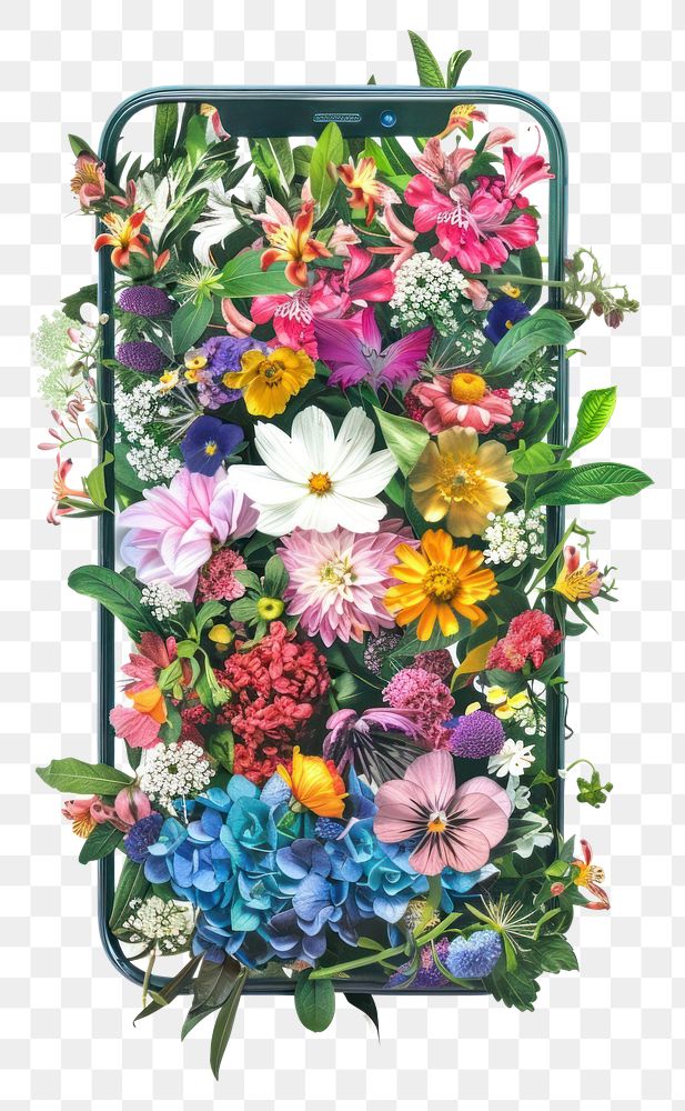 PNG  Flower Collage smartphone shaped pattern flower asteraceae.