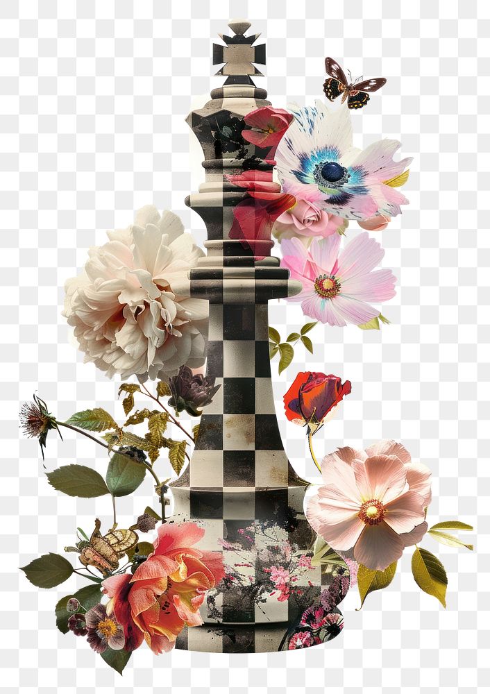 PNG  Flower Collage Chess pattern flower chess.