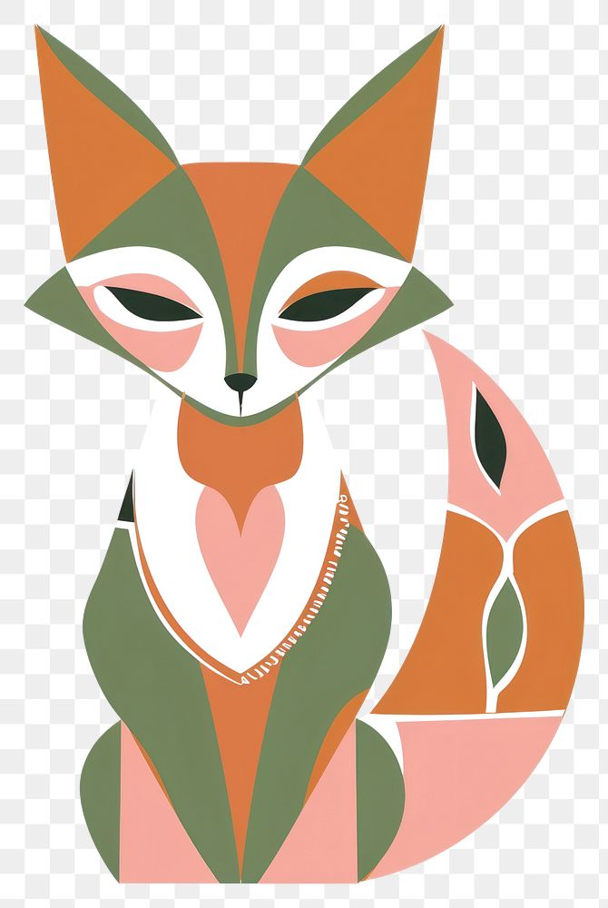 PNG  Retro minimalist symmetrical fox dynamite weaponry animal.