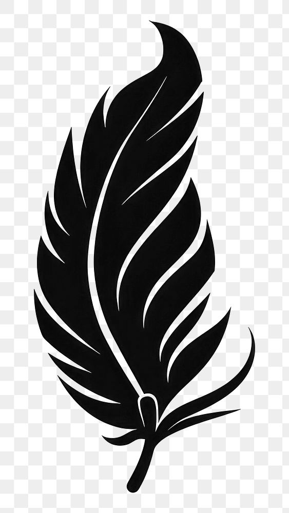 PNG Surreal aesthetic feather logo stencil plant leaf.